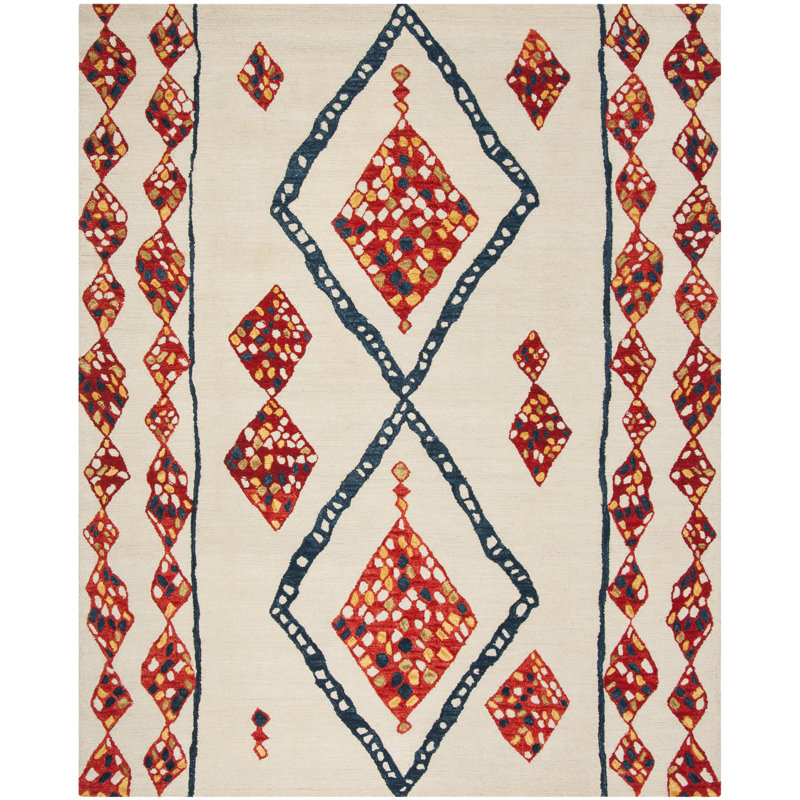 Yeager Hand Tufted Wool Geometric Rug, Rectangle 2'3" x 5'