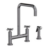 East Square Kitchen Bridge Faucet with Side Spray