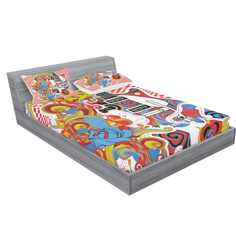 Microfiber Checkered Sheet Set, Queen Sheet Set with Fitted Sheet