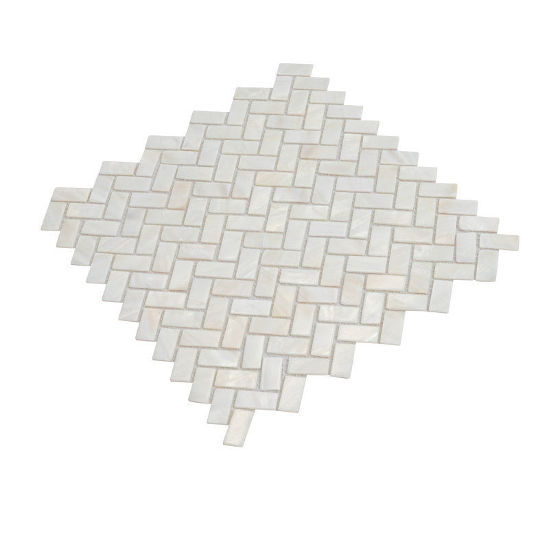 10.6" X 11.2" Herringbone Natural Shell Mosaic Tile