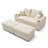 Corduroy Fabric Loveseat with Ottomans and Two Pillows-281212852