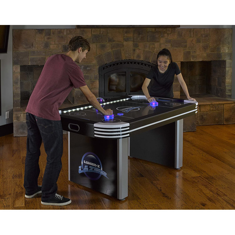 72" Black and Silver Air Hockey Table with LED Lights