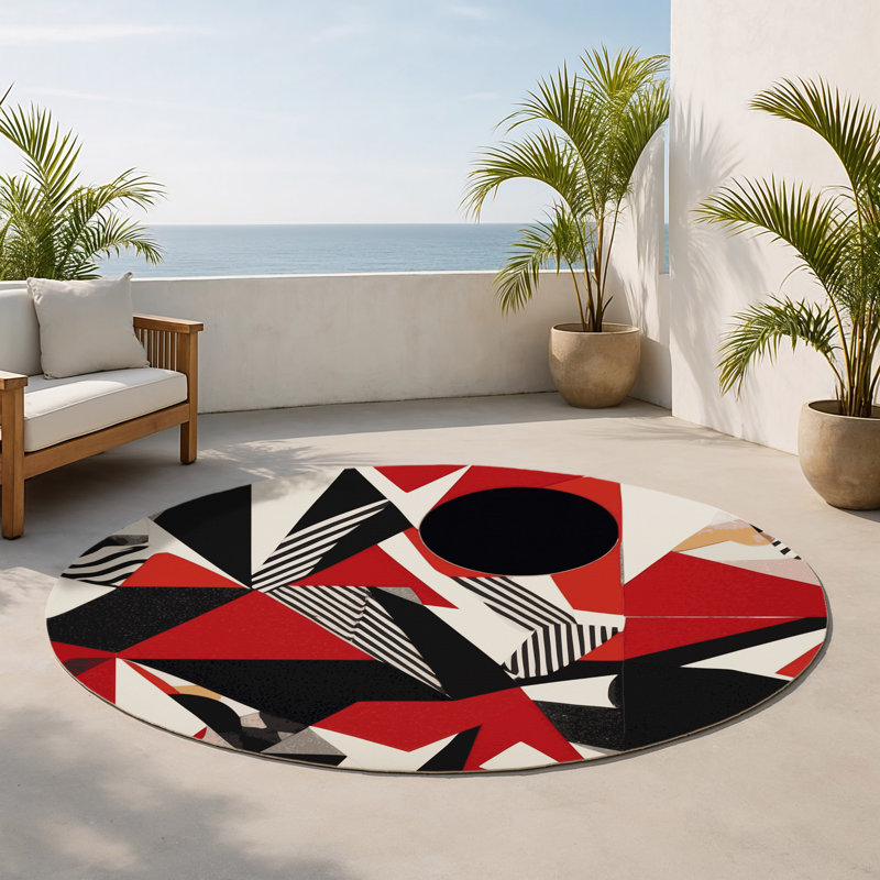 Solar Reflection Indoor And Outdoor Area Rug, Round 5'