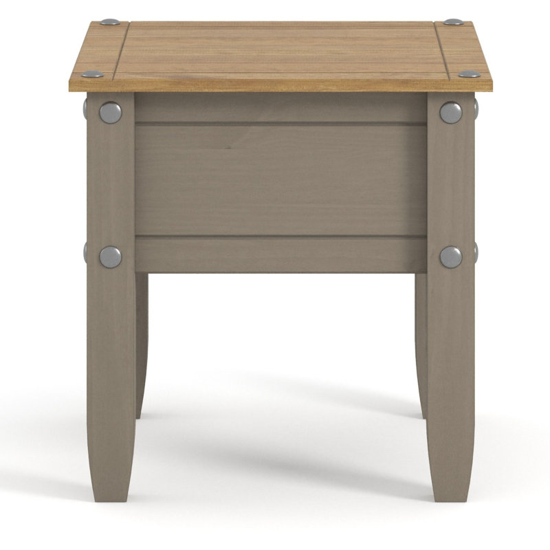 Hughestown Side Lamp Table, Solid Pine, Wax Finish, Corona design, Grey