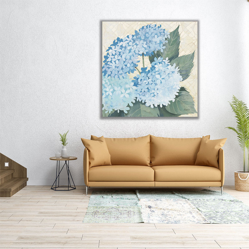 Hydrangées décoratives II - reproduction d'art sur toile, H 12 po x l 12 po