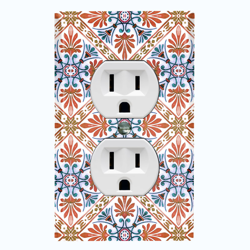 Patterned 1 - Gang Duplex Outlet Standard Wall Plate