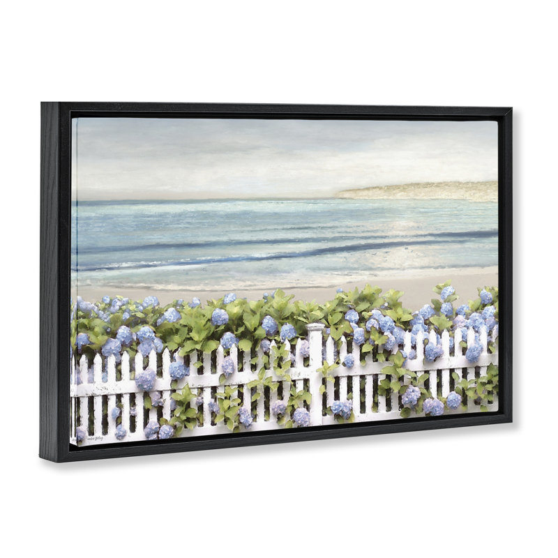 Cadre flottant Blooming Boundaries Beach Garden, design par Amber Sterling, H 21 po x l 31 po, Cadre flottant noir de jais