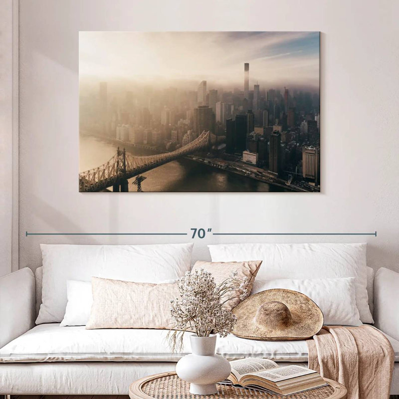 Skyline aérienne de Sirci Manhattan, H 32 po x l 48 po