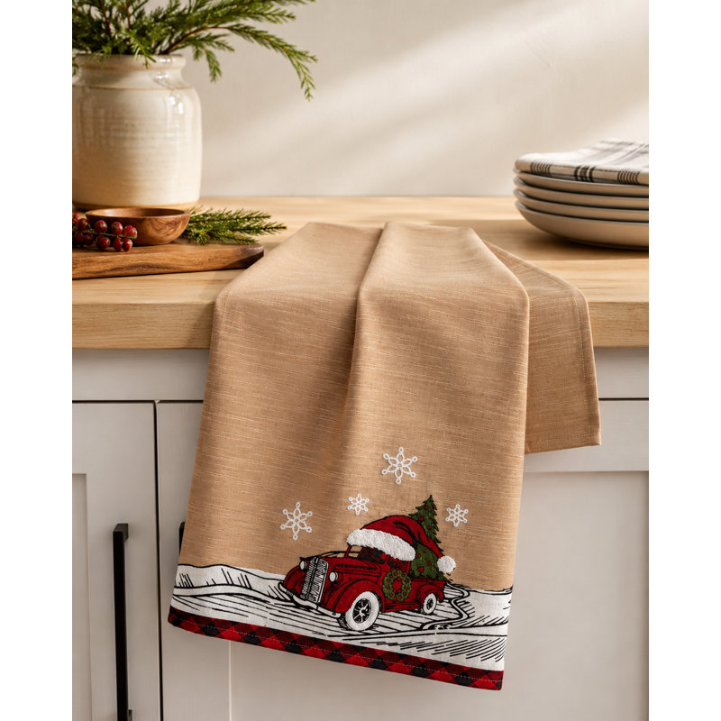 Serviette de thé Lety Snow brodée Softy