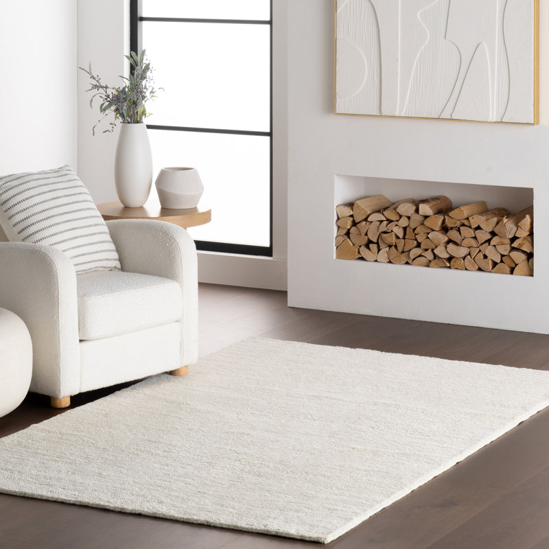 Ramsey Ivory Hand Knotted Wool Rug, Rectangle 8'6" x 11'6"