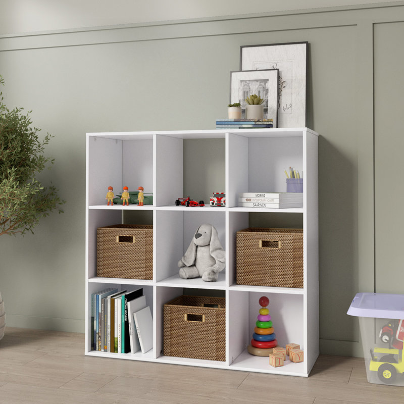 34,96 po Bibliothèque étagère haute en bois blanc à 3 tablettes, H 34,96 po x l 35,04 po x P 11,73 po, Blanc