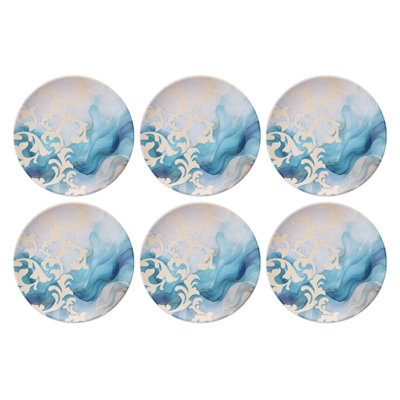 Elegant Service Plate Set (6 Pieces), 100% Ceramic, 10.0 x 10.0 x 1.0 inches | Dishwasher & Microwave Safe | Perfect for Formal Dining or Everyday Use, Durable and Stylish Design for Any Table Setting