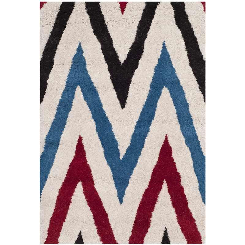 Deedie Hand Tufted Wool Chevron Rug, Rectangle 2' x 3'