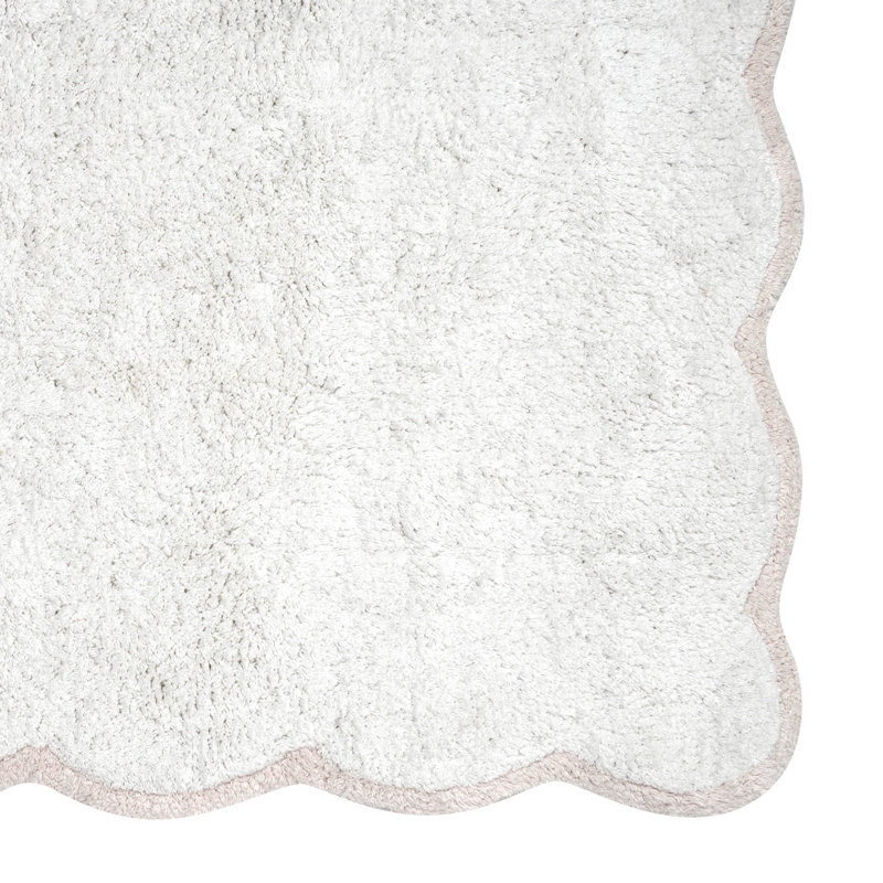 Ebern Designs Home Whitman Cotton Bath Rug, Single - 34" L x 21" W, White