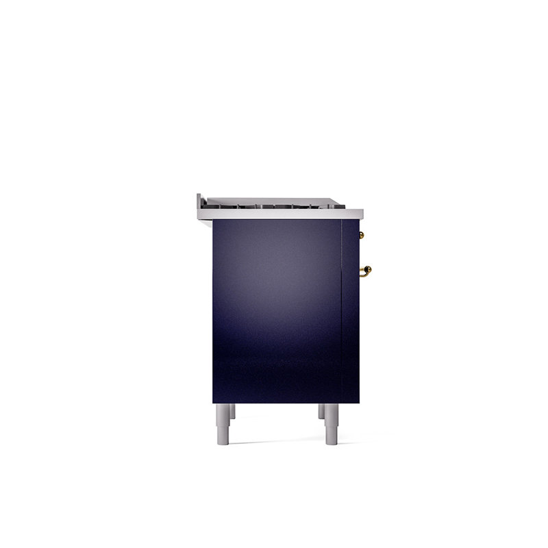 Cuisinière mixte 36 po ILVE Nostalgie II, Propane liquide, Bleu minuit / laiton
