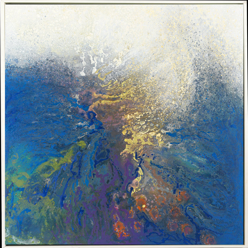 Dispersion Blue Painting, 60" H x 60" W, White Framed