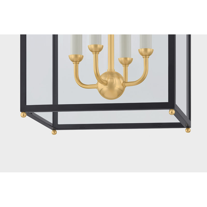Houghton Lantern par Mark D. Sikes, Laiton vieilli / bronze patiné, H 22,25 po x l 12,75 po x P 12,75 po