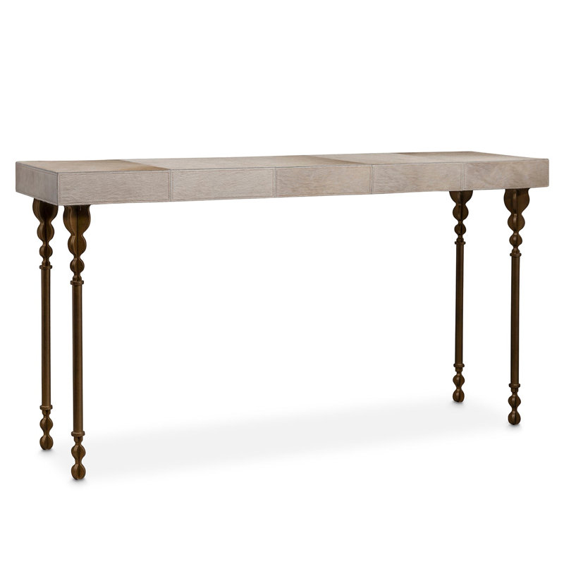 Nguni Console Table, 31.5" H x 60" W x 18" W, Aged Brass