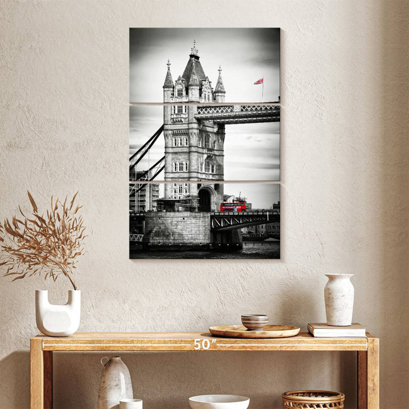 London - Tower Bridge Red Bus, 57" H x 36" W