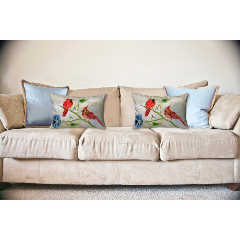 Blue Script Crab Embroidered Indoor Outdoor Pillow Set