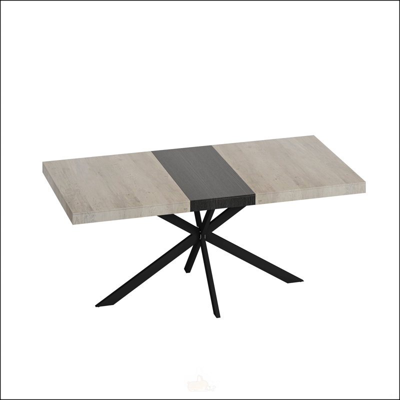 Table de salle à manger rétro avec plateau en bois antique, Gris