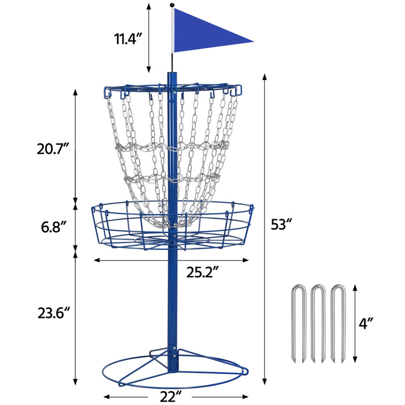 Practice Basket for Disc Golf, 53" H x 25.2" W x 25.2" D, Blue