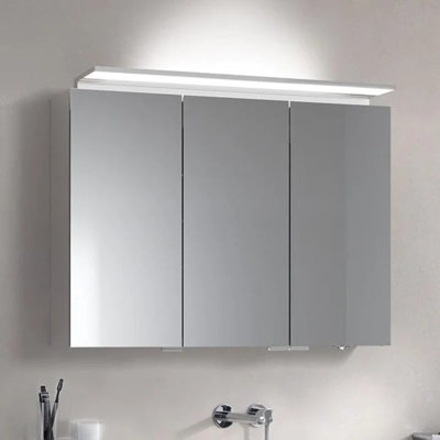 130mm W 74.2mm H Surface Frameless Medicine Cabinet Mirror 9 Adjustable