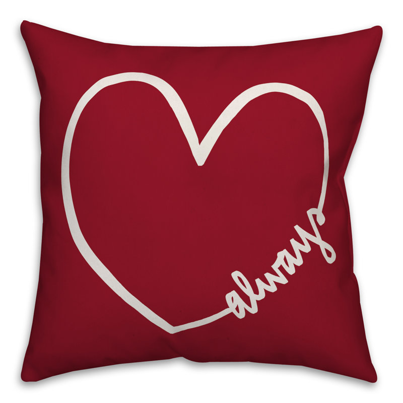  Always Heart Square Pillow Cover & Insert, 16"H x 16"W