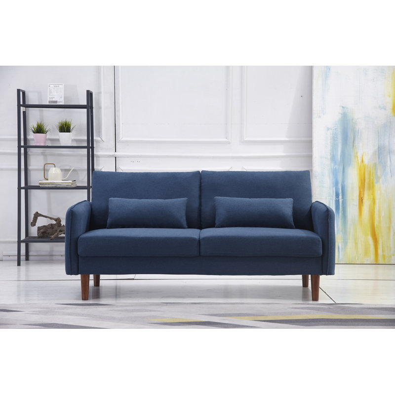 Jacobjames Upholstered 71'' Sofa, Navy Polyester