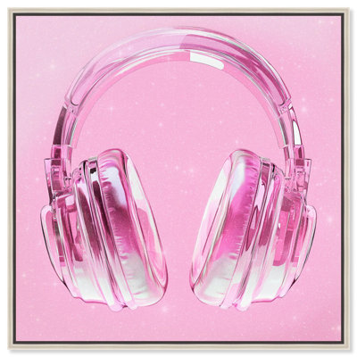 Clear Crystal Headphones Canvas Pink Gaming Prints by