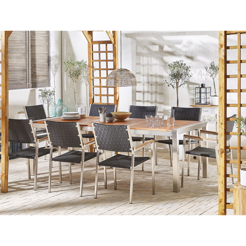 Lothen 8 - Person Patio Dining Set with Rectangular Table , Cushions Included