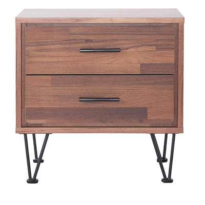 Walnut 2-Drawer Accent Table with Hairpin Legs