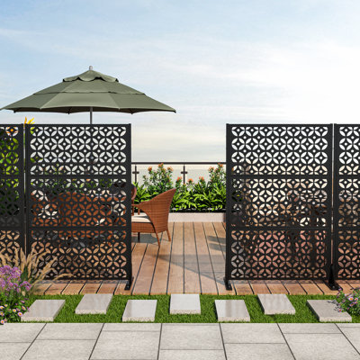 72"H Metal Privacy Fence Outdoor Black