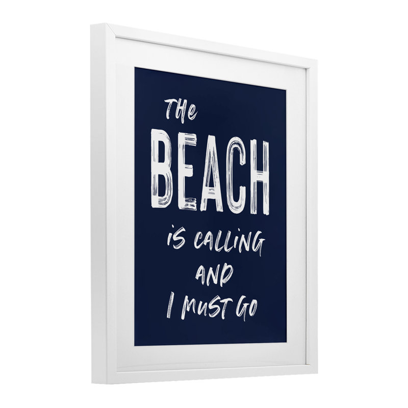 «Beach Is Calling Summer Sentiment», reproduction sous verre encadrée, lettrée et doublée, H 16 po x l 13 po