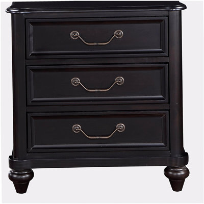 Charcoal Brown Finish Traditional Bedroom Furniture 1pc Nightstand of 3 Drawers Antique Handles Classic Design Bedside Table