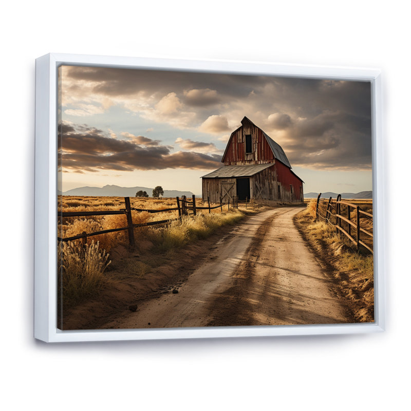 «Bentlei Barns Rustic Charm II», art mural granges, H 24 po x l 32 po x P 1 po, Cadre flottant blanc