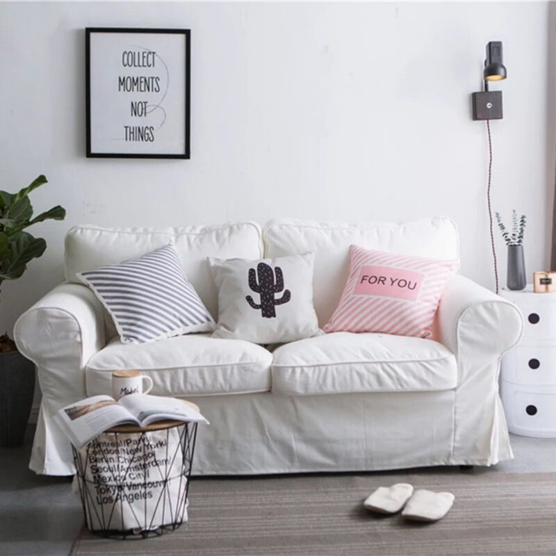 Modern Minimalist White Double Sofa