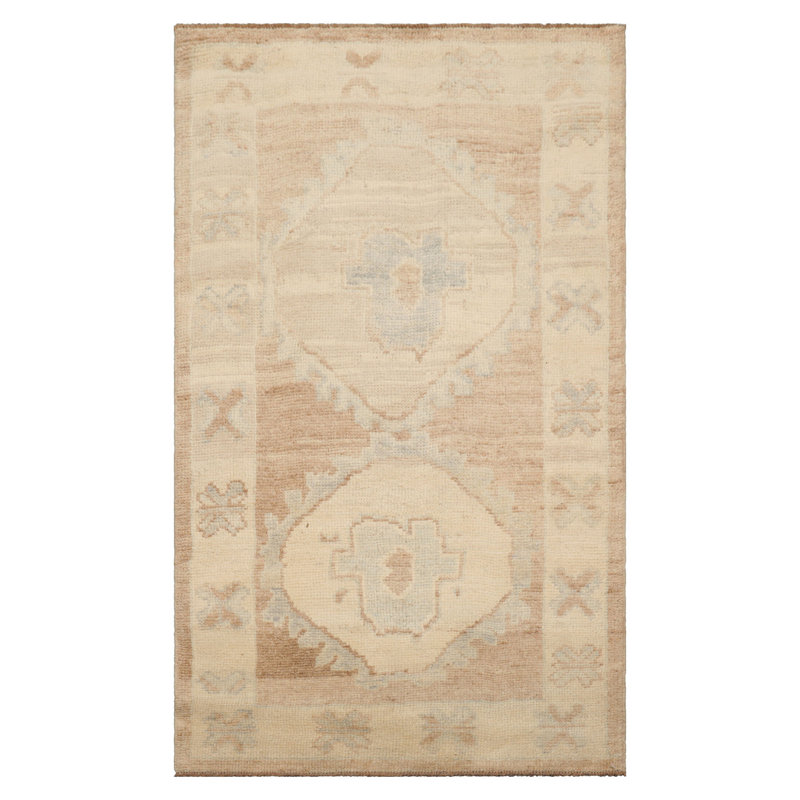 Tapis oriental en laine noué à la main 3 x 5 po Oushak