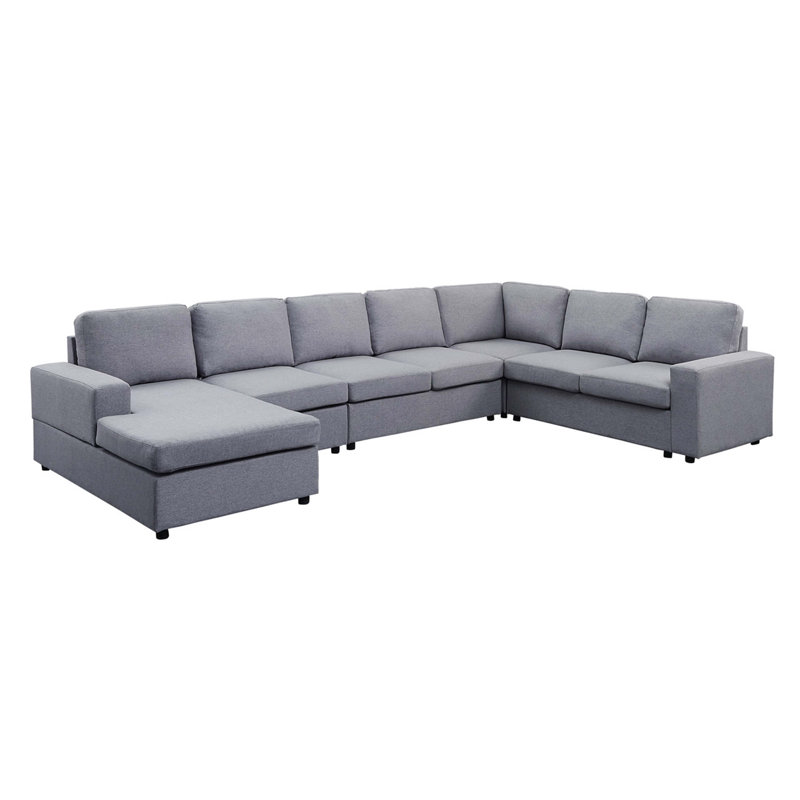 Canapé modulaire réversible 146,5 po Hayden, Lin gris pâle