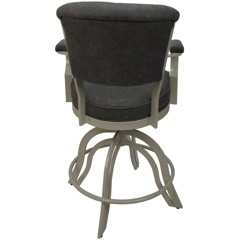 Raddie Swivel Metal Bar Stool 30" Seat, Beige, Gray