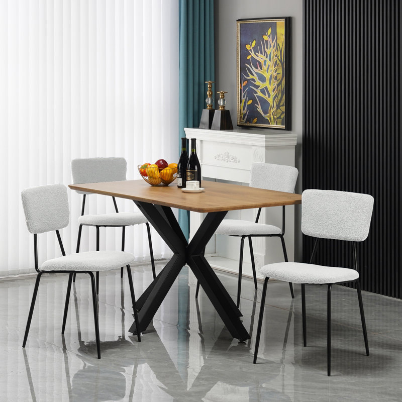 Chaise de salle à manger rembourrée Otelia, Blanc, Ensemble 4 pièces