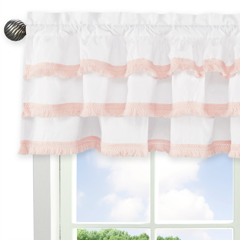 Cantonnière à 3 niveaux Boho Fringe, Blanc / rosé