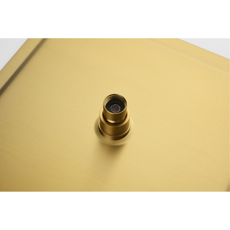 High Bathroom Shower - Brushed Gold Stainless Steel, Water Saving, Self-Cleaning Nozzle, Works With Standard Arms Steel Rainfall Head Gold, Bathroom, Arm Fit