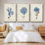Corail antique en bleu marine, ensemble de 3 pièces encadrées sur toile-97760009-97760004