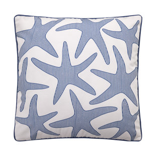 Seersucker Starfish Indoor/Outdoor Printed Canvas Pillow