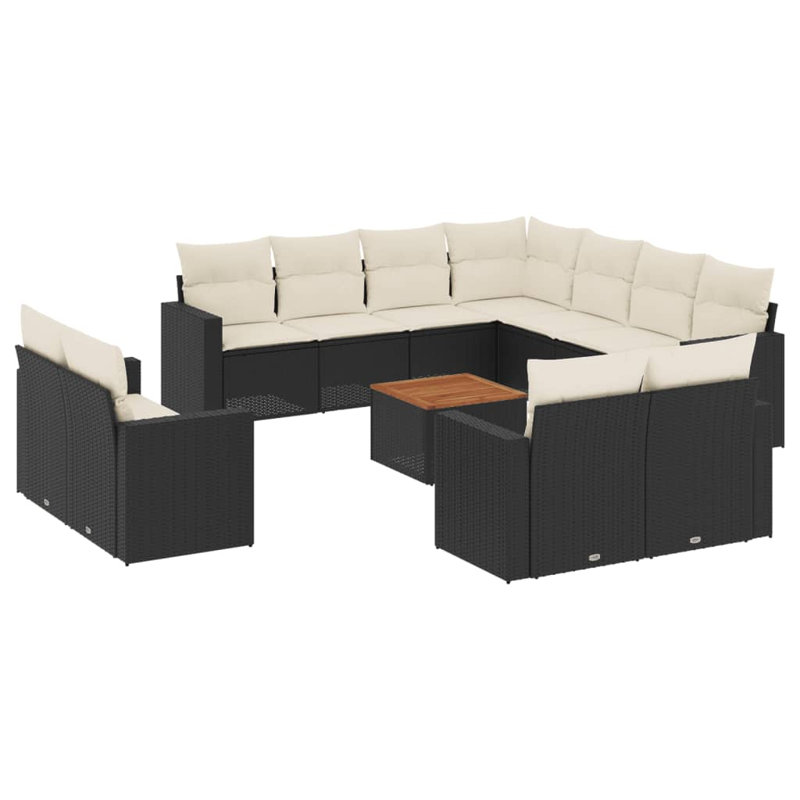 Ensemble de canapé de jardin Vidaxl noir, blanc crème