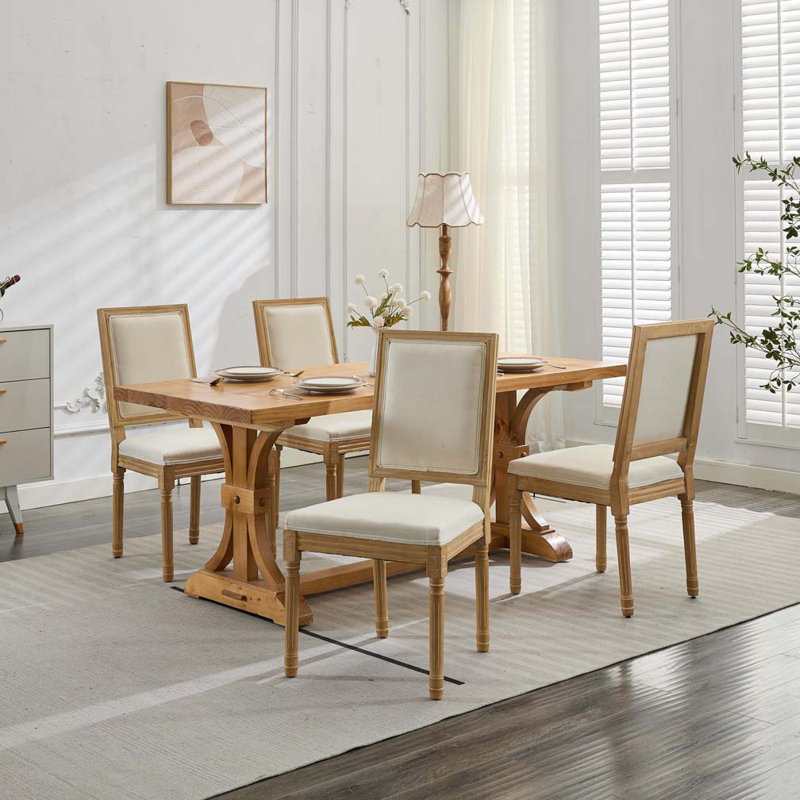 Chaises de salle à manger en bois French, Beige