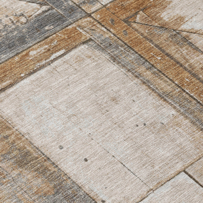 Tapis cuivre intérieur / extérieur lavable à la machine Xhevrie, Rectangle 2 pi 6 po x 3 pi 10 po