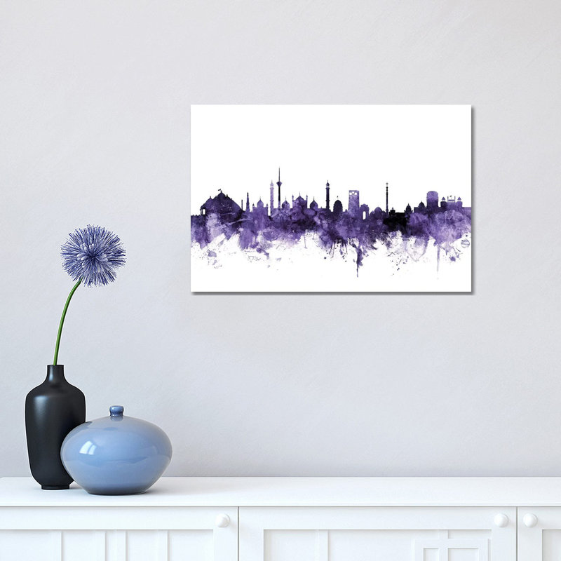 New Delhi, India Skyline by Michael Tompsett - 1 Piece Wrapped Canvas Wall Art, 30.48cm H x 45.72cm W