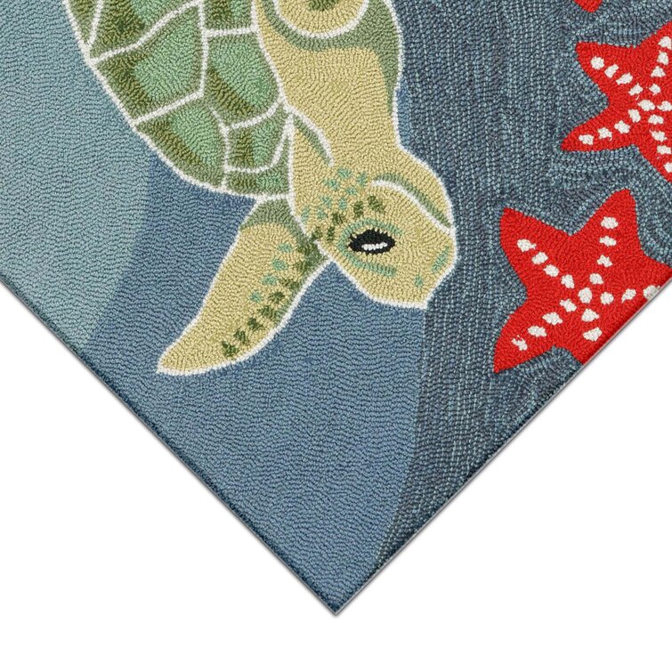 DBK Transitional Rugs Frontporch Sea Turtle Indoor/Outdoor Rug